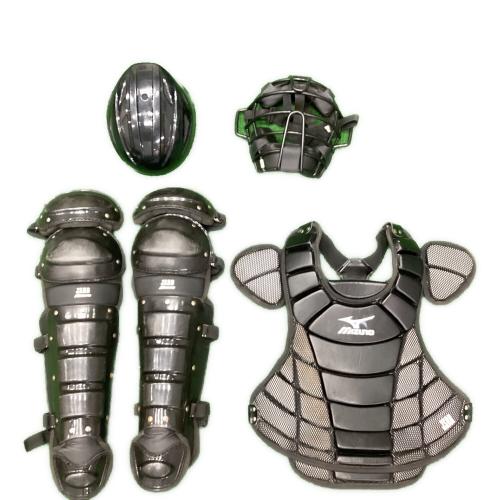 MIZUNO (ミズノ) ヘルメット・マスク・プロテクター・レガース・バッグ付 軟式用キャッチャー防具5点セット SIZE M ブラック