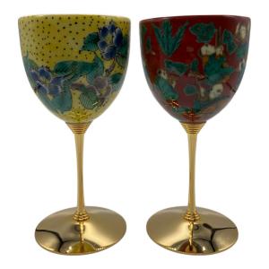 九谷焼 (クタニヤキ) ペアワインカップ 木米