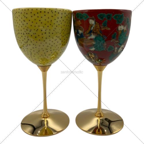 九谷焼 (クタニヤキ) ペアワインカップ 木米