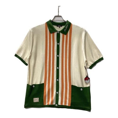 MALBON (マルボン) ゴルフウェア(トップス) メンズ SIZE L アイボリー×オレンジ KNIT BUTTON UP
