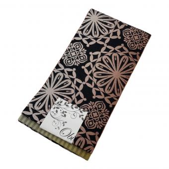 小杉織物　半幅帯　リバーシブル　花柄　文様　長さ約4m　巾約17cm　化繊　黒色　仕立て上がり 和装