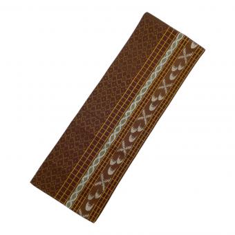 井上絹織　半幅帯　証紙付　本場筑前博多織　正絹　茶色　和装