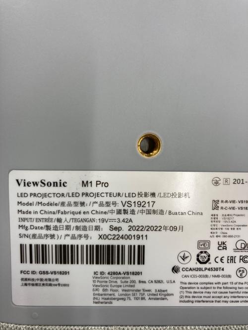 ViewSonic (ビューソニック) プロジェクター VS19217 X0C224001911