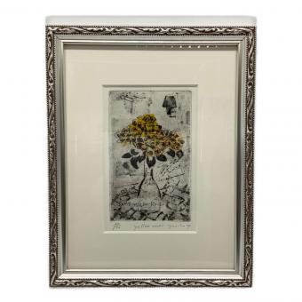 山岡康子 (ヤマオカヤスコ) 版画 yellow rose 64/150