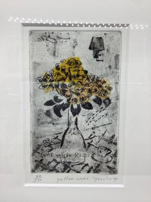山岡康子 (ヤマオカヤスコ) 版画 yellow rose 64/150