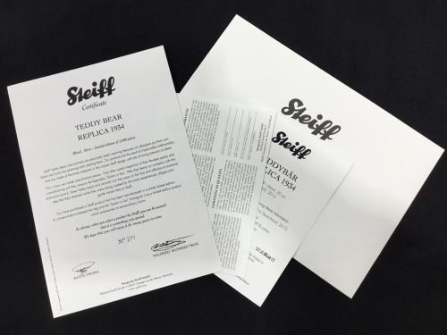TEDDY BEAR REPLICA 1934(テディベアぬいぐるみ) 402999 Steiff(シュタイフ) 未使用品