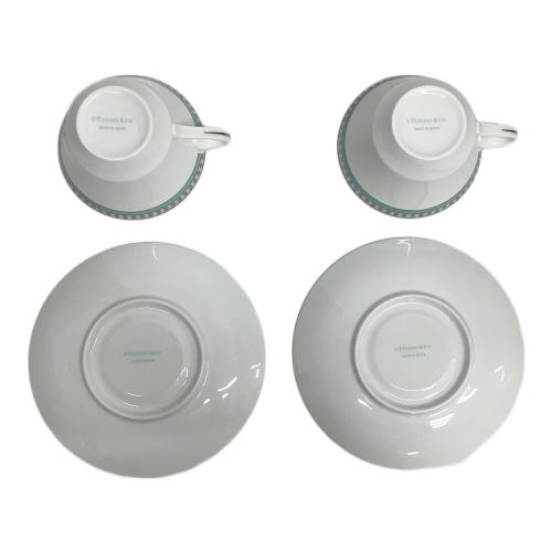 TIFFANY & Co. (ティファニー) ティーカップ&ソーサー プラチナ ブルー バンド 2Pセット