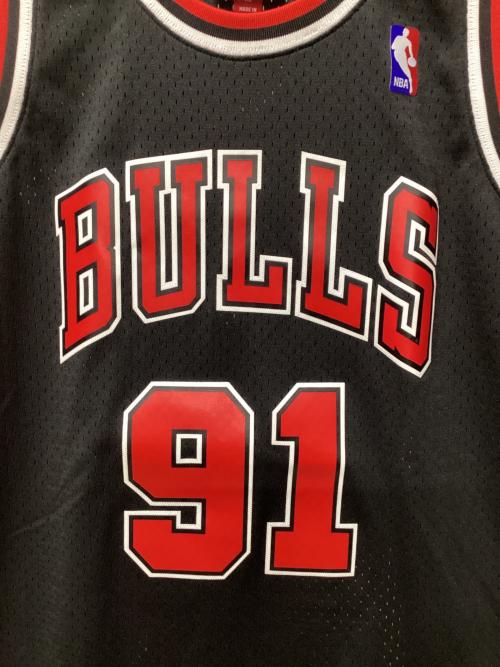 シカゴ・ブルズ バスケットボールユニフォーム 【91】デニス・ロッドマン ゲームシャツ メンズ SIZE L ブラック×レッド