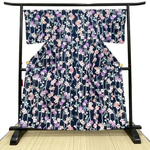 浴衣　レディース　ネイビー　和装