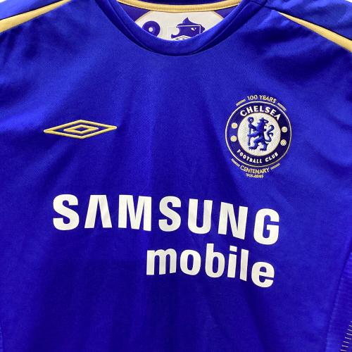 チェルシー サッカーユニフォーム デサントタグ/2005-6 100周年記念 メンズ SIZE XL ブルー