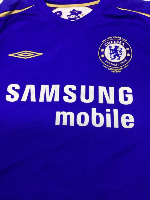 チェルシー サッカーユニフォーム デサントタグ/2005-6 100周年記念 メンズ SIZE XL ブルー