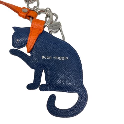 PELLE MORBIDA (ペッレモルビダ) SHIPSCAT キーチャーム ネイビー×ホワイト