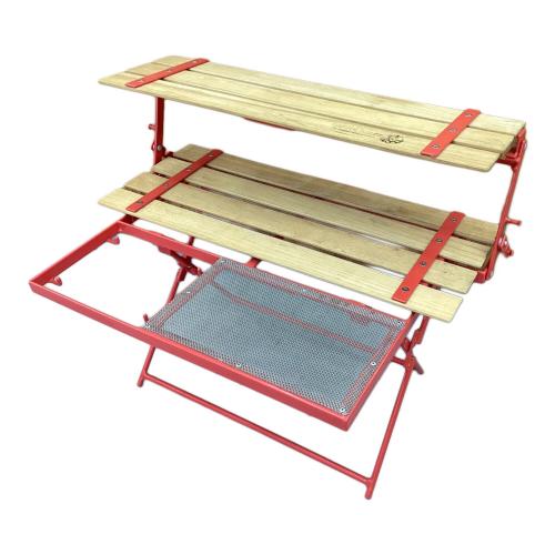 NATURETONES (ネイチャートーンズ) アウトドアテーブル 約60×40×51cm レッド 2WAY キッチンラック＆テーブル