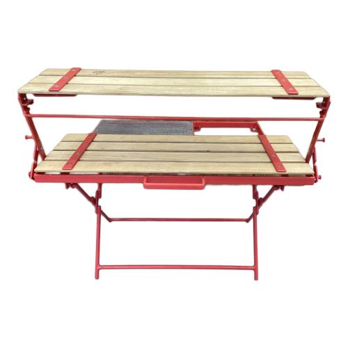 NATURETONES (ネイチャートーンズ) アウトドアテーブル 約60×40×51cm レッド 2WAY キッチンラック＆テーブル