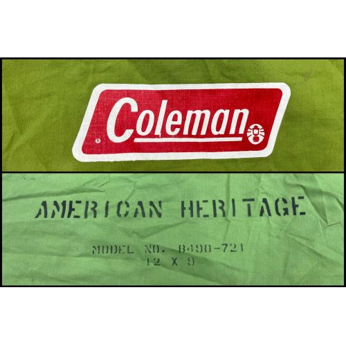 Coleman (コールマン) ロッジテント ヨゴレ・色褪せ・小穴・リペア跡・ポール一部代替品有 推定1960年代 初期型 @ アメリカンヘリテージ 12×9(約365×275cm) 4～6人用