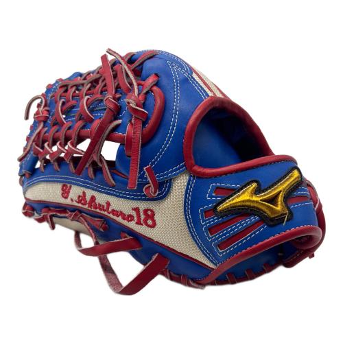 MIZUNO (ミズノ) 軟式グローブ ブルー×レッド ケース付 MIZUNO PRO 外野用