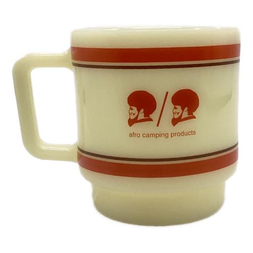 afro camping product アウトドア食器 ホワイト×レッド neru design works AFRO MILKGLASS