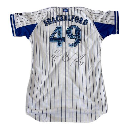 横浜DeNAベイスターズ (ヨコハマディーエヌエーベイスターズ) 応援グッズ ホワイト YDB 10th ANNIVERSARY サイン証明書付 ユニフォーム シャッケルフォード【49】 プロ仕様モデル