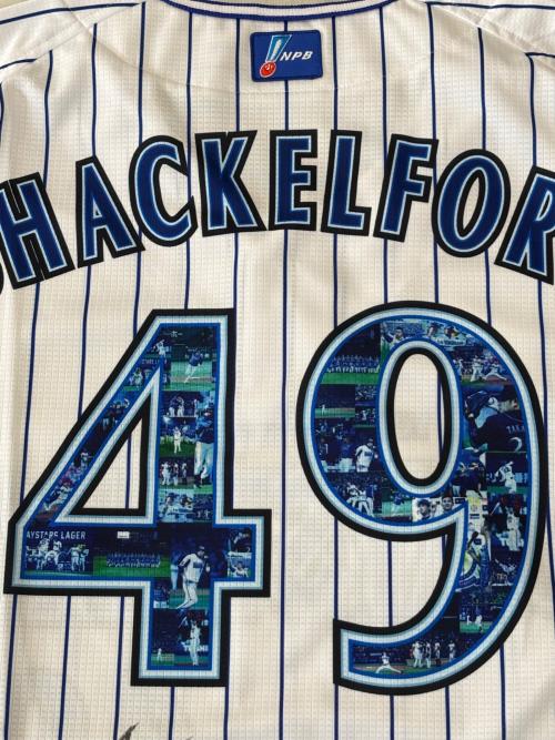 横浜DeNAベイスターズ (ヨコハマディーエヌエーベイスターズ) 応援グッズ ホワイト YDB 10th ANNIVERSARY サイン証明書付 ユニフォーム シャッケルフォード【49】 プロ仕様モデル