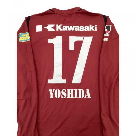 正規品 asics ヴィッセル神戸「17」吉田孝行 半袖Mサイン入りユニフォーム ヴィッセル神戸 サッカーユニフォーム SIZE 2XO バーガンディー 吉田