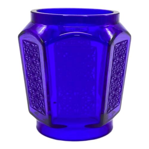 銘灯 (メイトウ) ランタンアクセサリー ブルー KIRIKO Globe -EDO- 菊繋ぎ 6面彫り