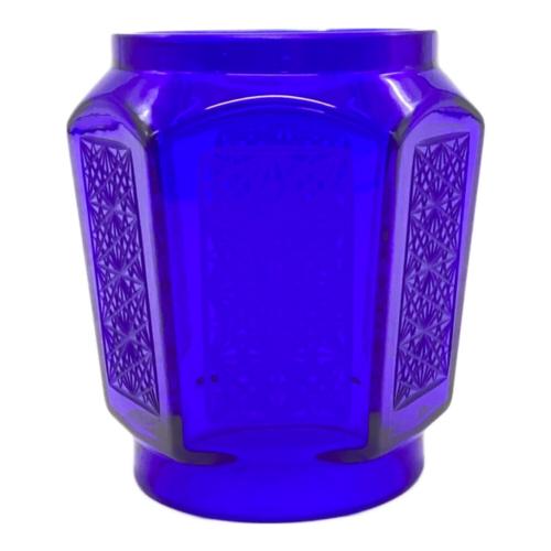 銘灯 (メイトウ) ランタンアクセサリー ブルー KIRIKO Globe -EDO- 菊繋ぎ 6面彫り