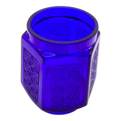 銘灯 (メイトウ) ランタンアクセサリー ブルー KIRIKO Globe -EDO- 菊繋ぎ 6面彫り