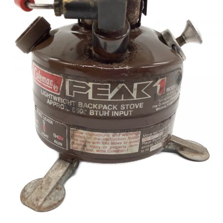 Coleman (コールマン) ガソリンシングルバーナー PEAK1 2レバー 廃盤品 茶ピーク 400-499 1980年7月製