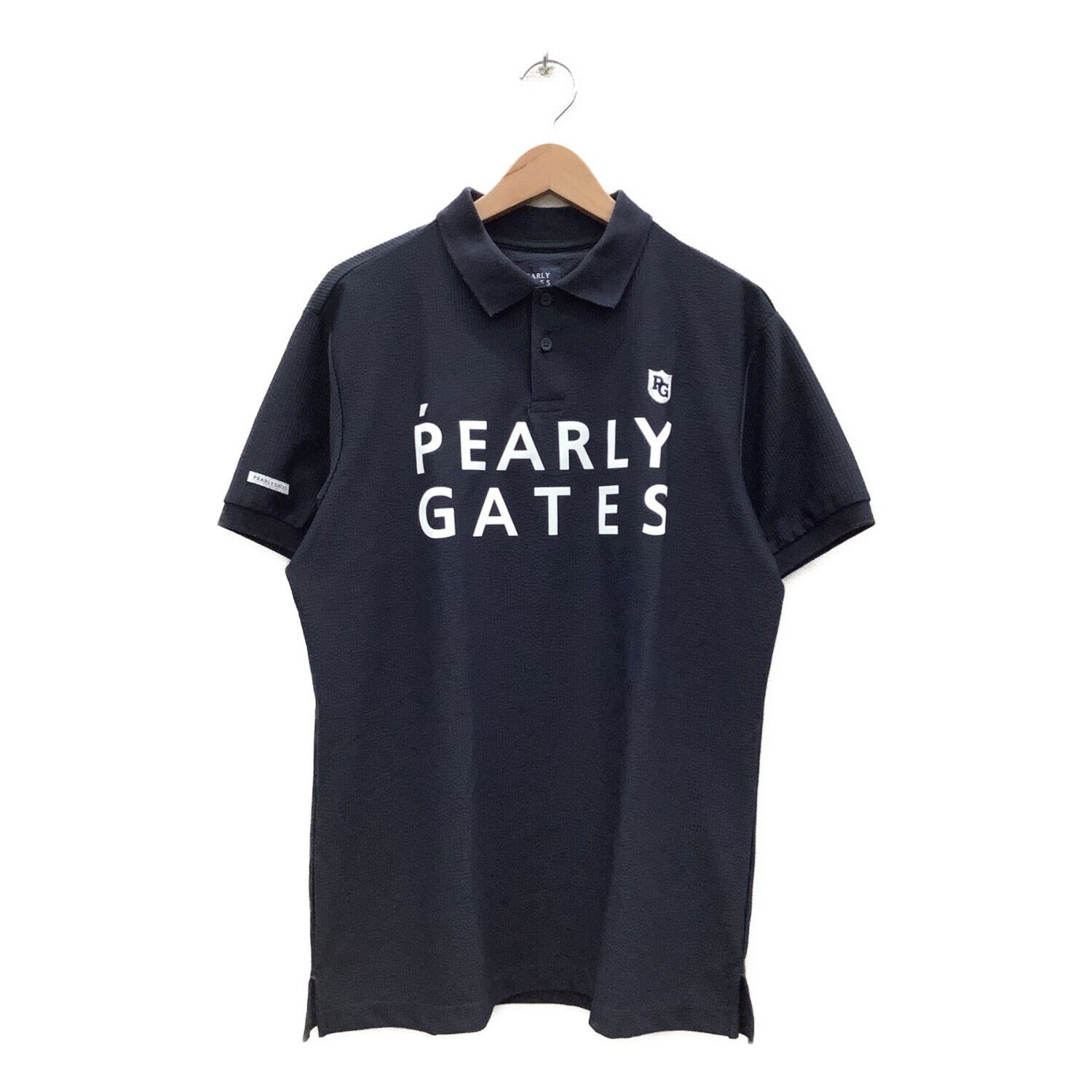 PEARLYGATES　89　半袖ポロシャツ　ゴルフウェア　青×白×黄　メンズ3