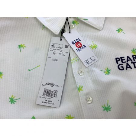 PEARLY GATES (パーリーゲイツ) ゴルフウェア(トップス) メンズ SIZE M ホワイト 2023年モデル /// ポロシャツ ヤシの木 053-3260707