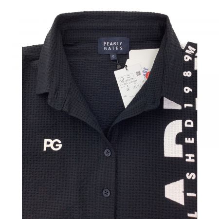 PEARLY GATES (パーリーゲイツ) EVALETＥ ギンガムサッカー 半袖ポロシャツ　S ブラック 未使用品 ポロシャツ 055-2160406