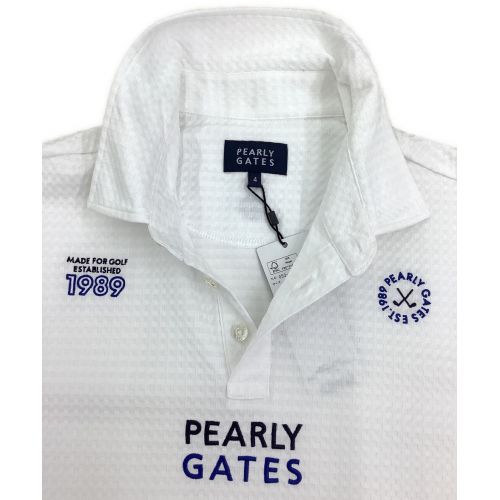 PEARLY GATES (パーリーゲイツ) ゴルフウェア(トップス) メンズ SIZE M ホワイト サッカーセミジャガード 2023年モデル /// ポロシャツ 053-3260651
