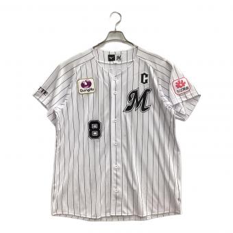 千葉ロッテマリーンズ (チバロッテマリーンズ) 応援グッズ SIZE L ホワイト 【8】中村奨吾 刺繍 キャプテンマーク付 ユニフォーム