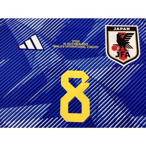 日本代表 (ニホンダイヒョウ) サッカーユニフォーム SIZE XL ブルー 2022ワールドカップ スペイン戦仕様 堂安律【8】 HF1845