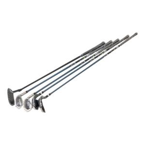 Golzy (ゴルジー) ゴルフクラブ&キャディバッグセット ブラック×ブルー フレックス【R】 5本セット 純正グリップ良好