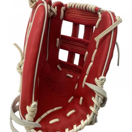 MIZUNO (ミズノ) 硬式グローブ レッド 収納袋付 耕作刻印有 外野用 左