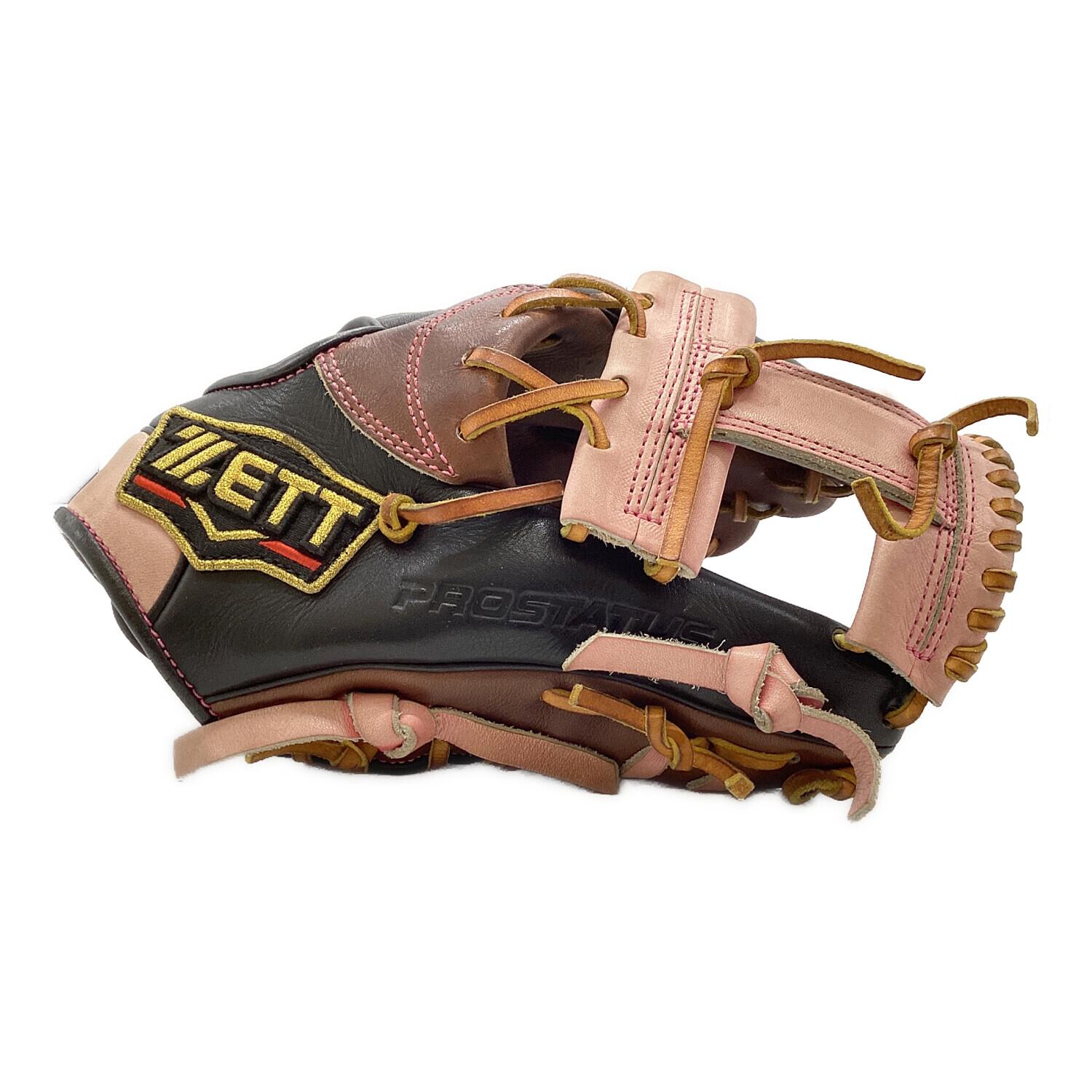 ZETT 軟式グローブ ブラウン ZETT (ゼット) 軟式グローブ ブラウン×ピンク PRO STATUS 内野用