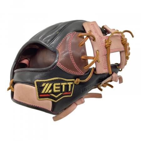 ZETT ブラウン レザー グローブ ZETT (ゼット) 軟式グローブ ブラウン×ピンク PRO STATUS 内野用
