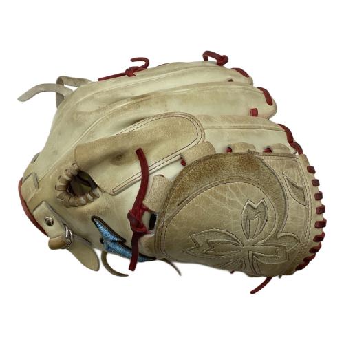 MIZUNO (ミズノ) 硬式グローブ 約31cm ベージュ オーダー製刺繍有 ダイバーシティブルー ミズノプロ 投手用 メジャークオリティオーダー