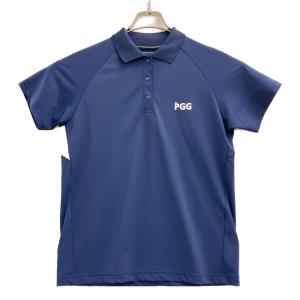 PGG (ピージージー) ポロシャツ ゴルフウェア(トップス) 055-6160341 Nyストレッチマイクロメッシュ半袖ポロシャツ 2025モデル レディース SIZE M ネイビー