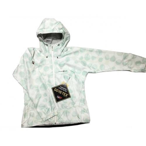 mont-bell トレッキングウェア ホワイト×グリーン(水玉) レインダンサー GORE-TEX 水玉