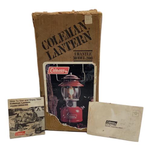 Coleman (コールマン) ガソリンランタン 1980年6月製 PYREXグローブ 赤ランタン最終 200A ブラックバルブ/ホワイトボーダー