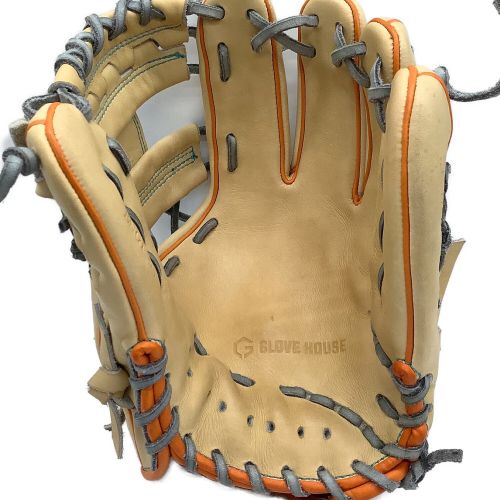 佐藤グラブ工房 硬式グローブ 約28cm ブロンド×オレンジ 「縁」GLOVE HOUSEコラボ 受注生産品 ケース付 オーダー 内野用 Hウェブ ENGI-61