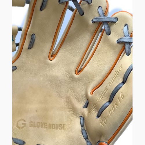 佐藤グラブ工房 硬式グローブ 約28cm ブロンド×オレンジ 「縁」GLOVE HOUSEコラボ 受注生産品 ケース付 オーダー 内野用 Hウェブ ENGI-61