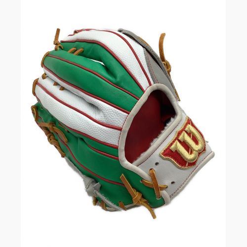 Wilson (ウィルソン) 軟式グローブ 約32cm グリーン×ホワイト×グレー 小指2本対応 ウィルソンスタッフ 外野用 プロストックレザー/デュアルテクノロジー D9型 青木宣親選手モデル