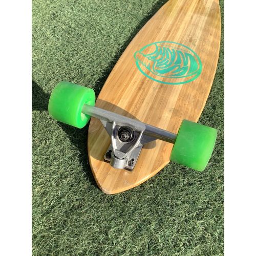 WHITE WAVE スケートボード ナチュラル×グリーン LONGBOARDS ロング 木製