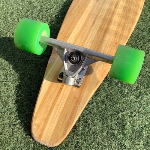 WHITE WAVE スケートボード ナチュラル×グリーン LONGBOARDS ロング 木製