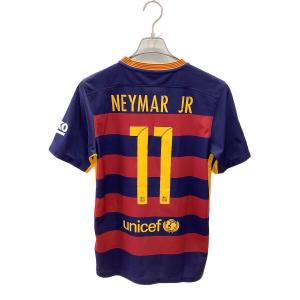 FCバルセロナ サッカーユニフォーム メンズ SIZE S レッドxブルー 【11】ネイマールJr・2015-16シーズンホーム 658794-422