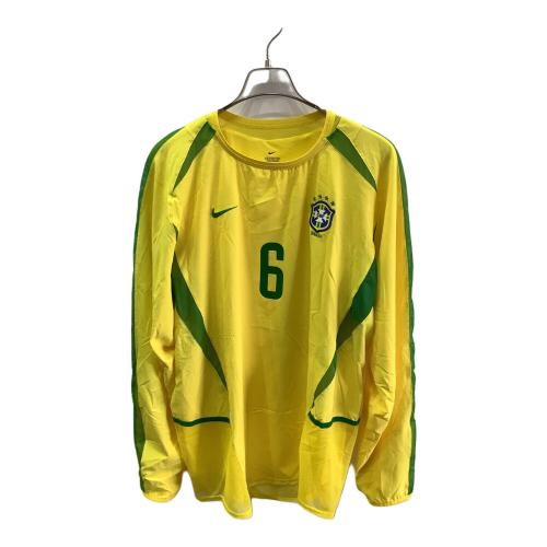 ブラジル代表 サッカーユニフォーム メンズ SIZE L イエロー 【6】ロベルト・カルロス・2002シーズン・ホーム・長袖 182285