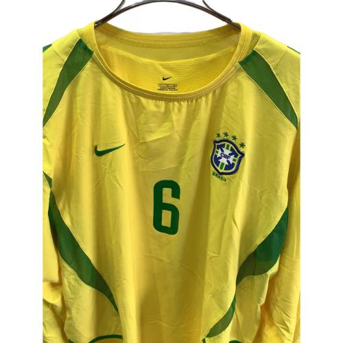 ブラジル代表 サッカーユニフォーム メンズ SIZE L イエロー 【6】ロベルト・カルロス・2002シーズン・ホーム・長袖 182285